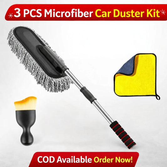 Pack of 3 Microfiber Car Duster & Complete Car Cleaning Kit
